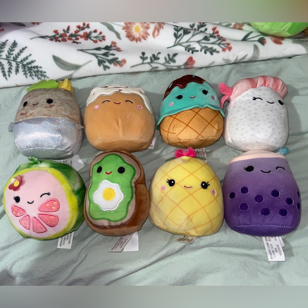 squishmallow plushies food set of 8